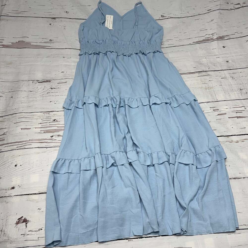 Simplee Light Blue Tiered Ruffle Smocked Maxi Dress NWT - Picture 6 of 8